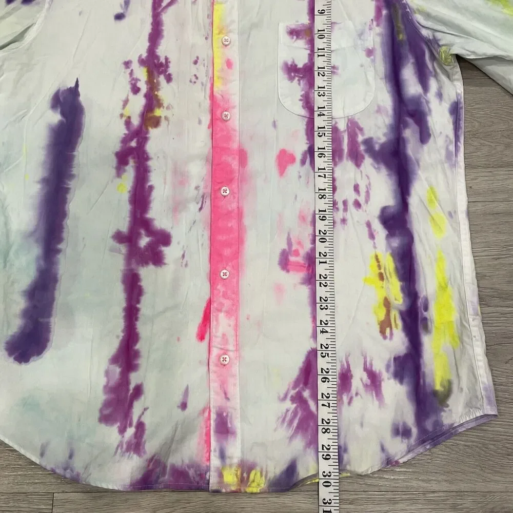J. Crew Mens Large Tie Dye‎ Shirt Art to Wear Boho Festival Organic Cotton Artsy